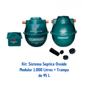 Kit_ Sistema Septico Ovoide Modular 1.000 Litros + Trampa de 95 L