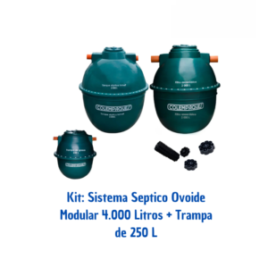 Kit_ Sistema Septico Ovoide Modular 4.000 Litros + Trampa de 250 L